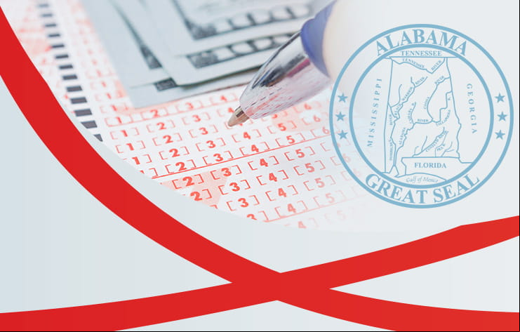 A lottery sheet and the Alabama state seal