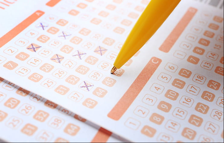 A lottery ticket being filled out.