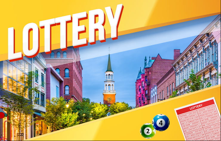 A view of downtown Montpelier, VT, with the word 'Lottery' in the foreground.